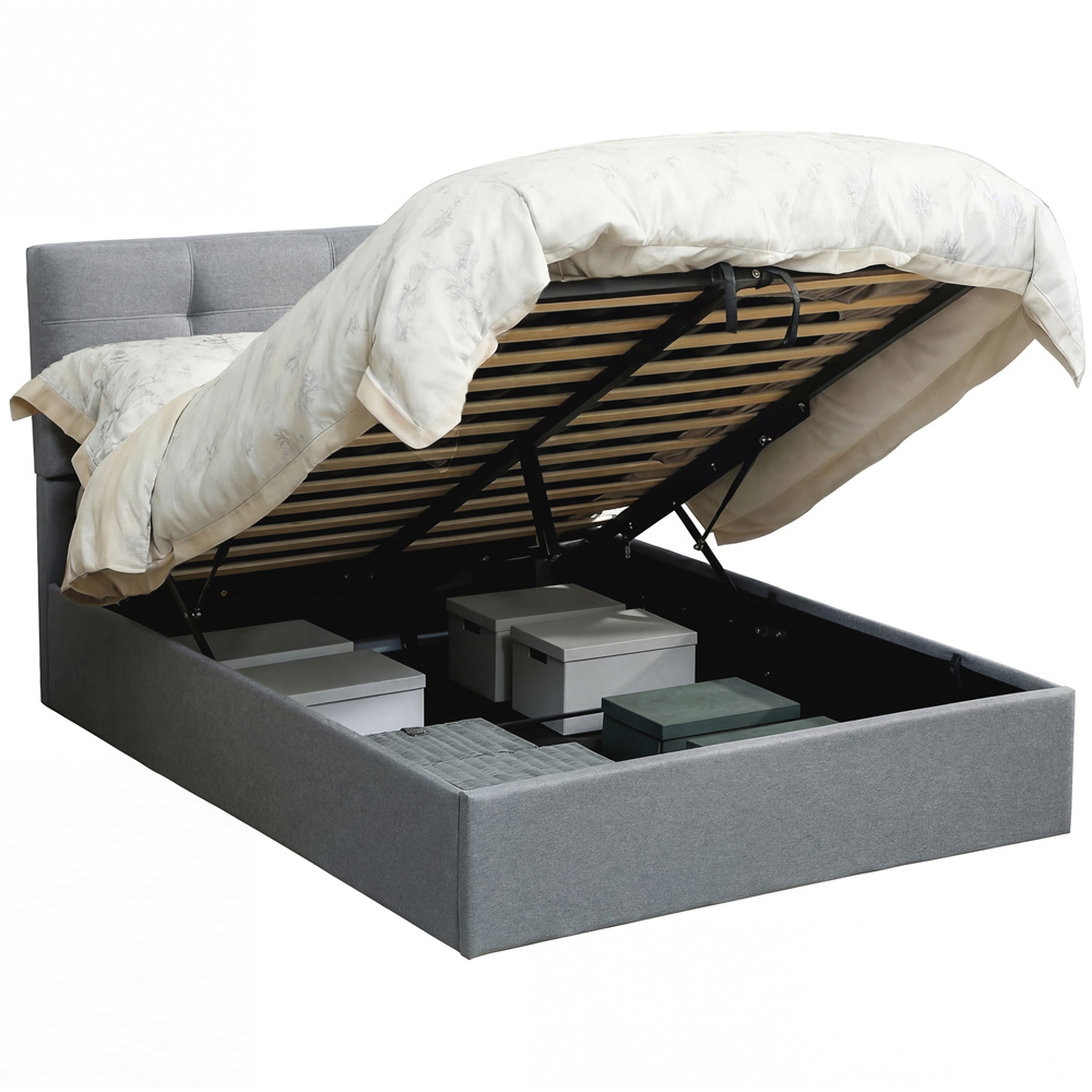 Portland Double Grey Upholstered Ottoman Bed Frame Image 2
