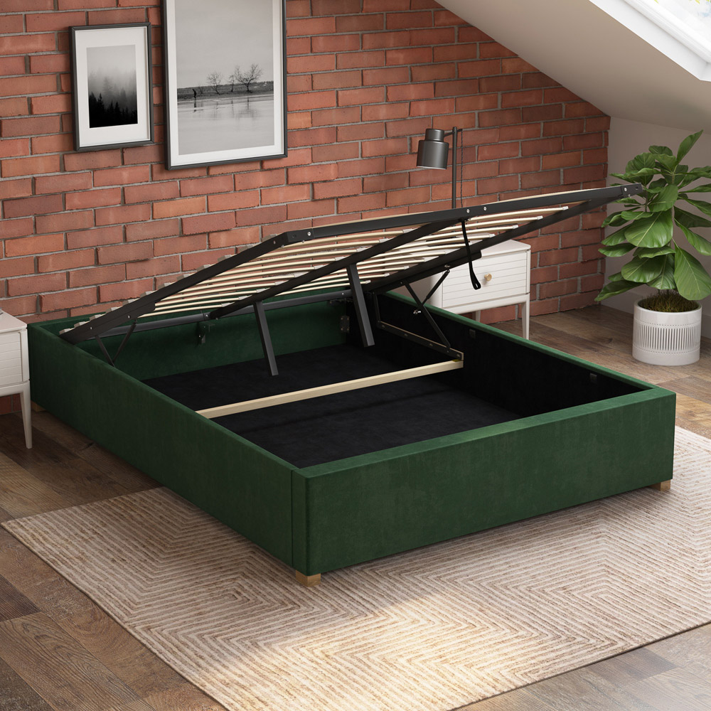 Aspire Furniture Single Forest Green Plush Platform Ottoman Bed Image 2