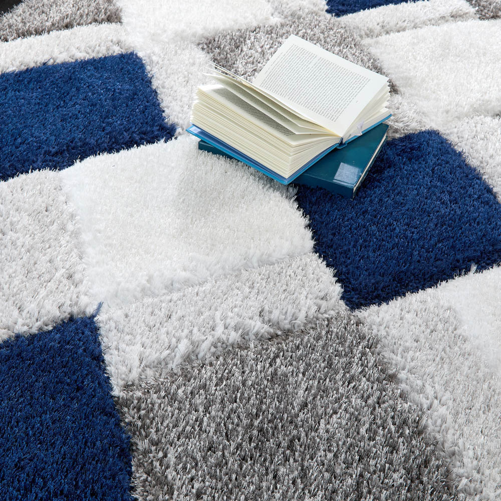 Origins 3D Geo Shaggy Navy Carved Rug 120 x 170cm Image 3