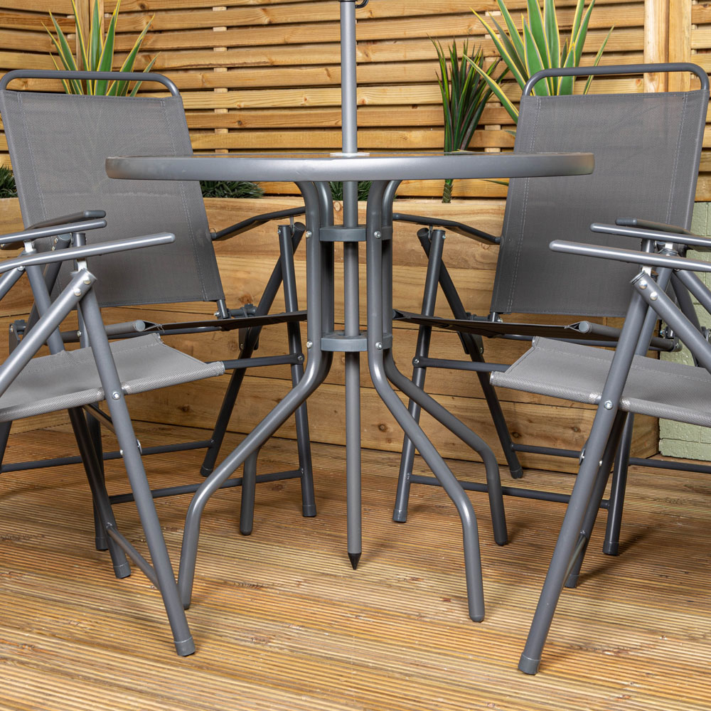 Samuel Alexander 4 Seater Patio Dining Set Grey with Parasol Image 4