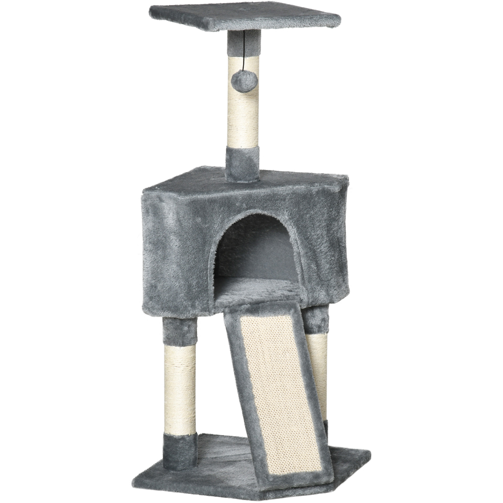 PawHut 98cm Grey Cat Activity Tree Image 1