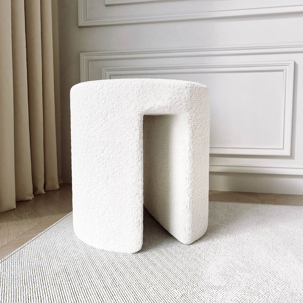 CARME Home Isla Ivory Bouclé Stool Image 5