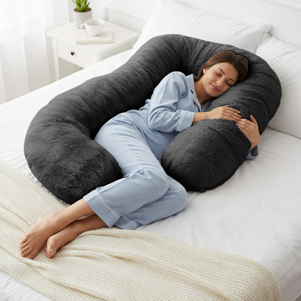 Sweet Dreams Alpine Charcoal Faux Fur Maternity Pillow 135 x 75cm Image 2