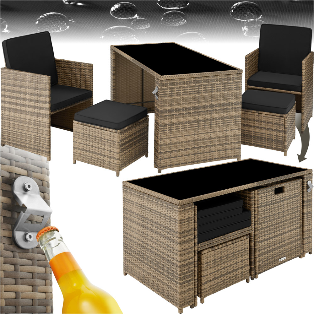 tectake Palermo 4 Seater Nature Garden Table Set Image 2