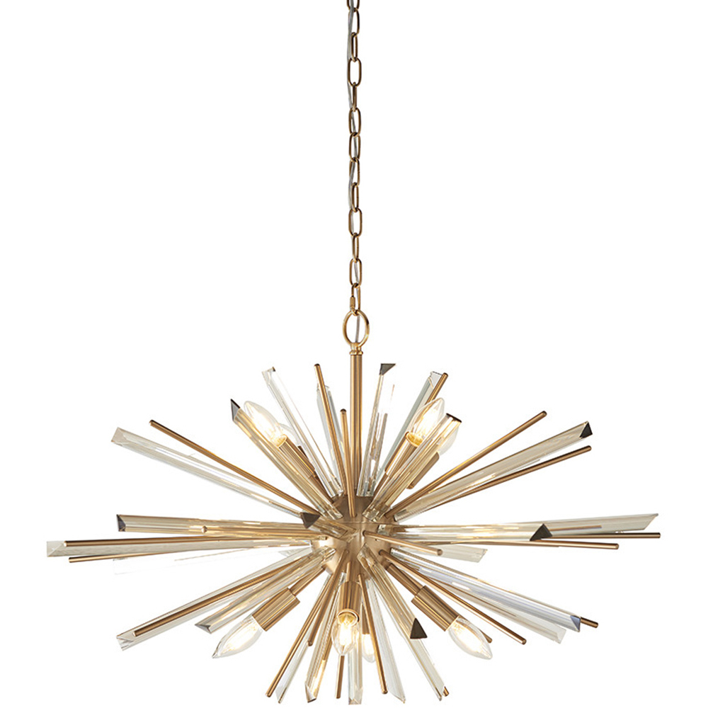 Merano Salerno Antique Brass and Champagne 8 Light Ceiling Pendant Image 3