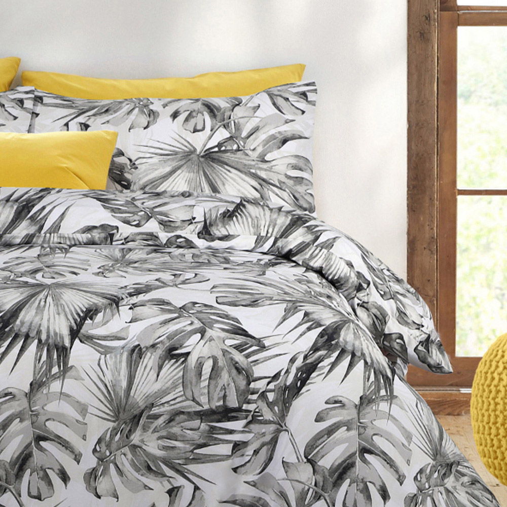 Velosso EasyCare Double Grey Tropical Leaf Duvet Set Image 2