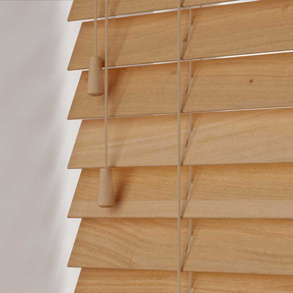 New Edge Blinds Wooden Venetian Blinds with Strings Italian Oak 90cm Image 2