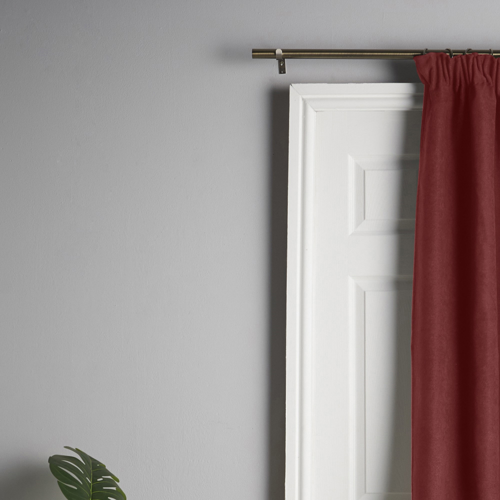 Alan Symonds Red Velvet Chenille Fleece Lined Pencil Pleat Taped Top Curtains 137 x 213cm Image 8