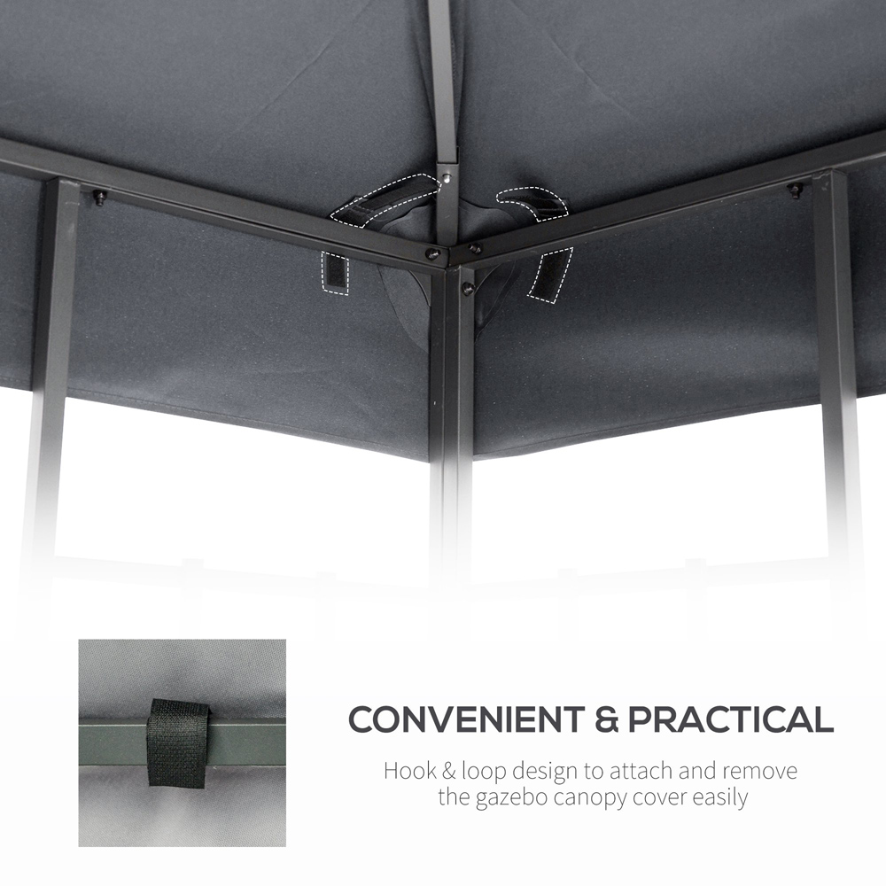 Outsunny 3 x 3m Light Grey Gazebo Canopy Replacement Cover Image 5