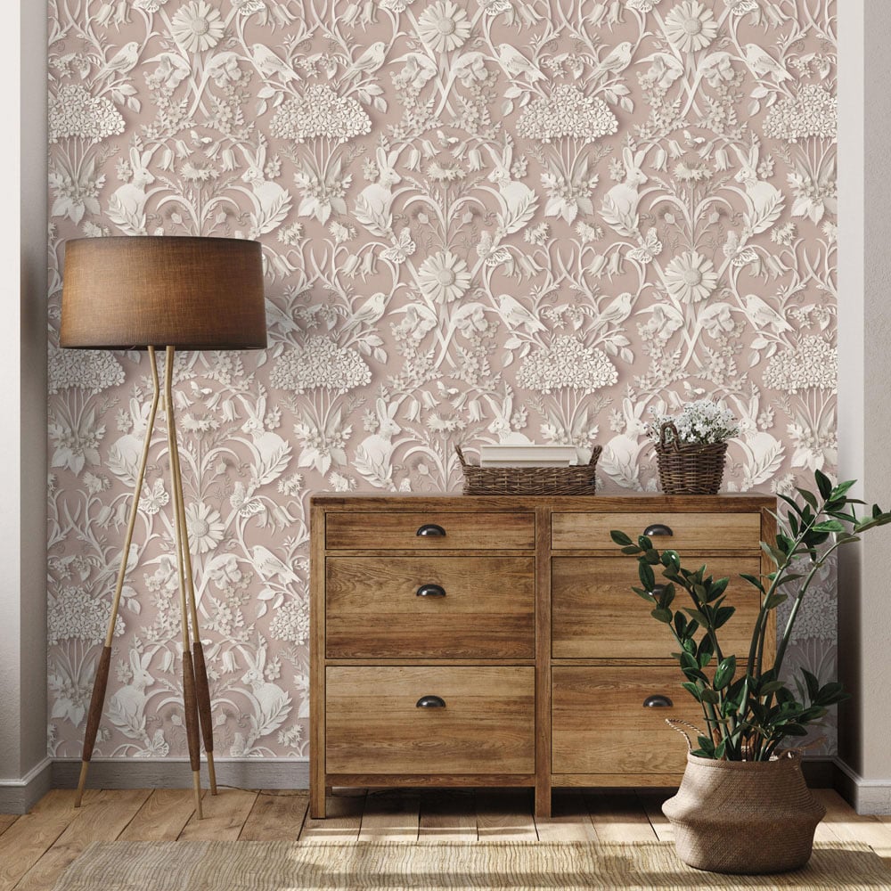 Fine Decor Woodland Pink Wallpaper Image 4