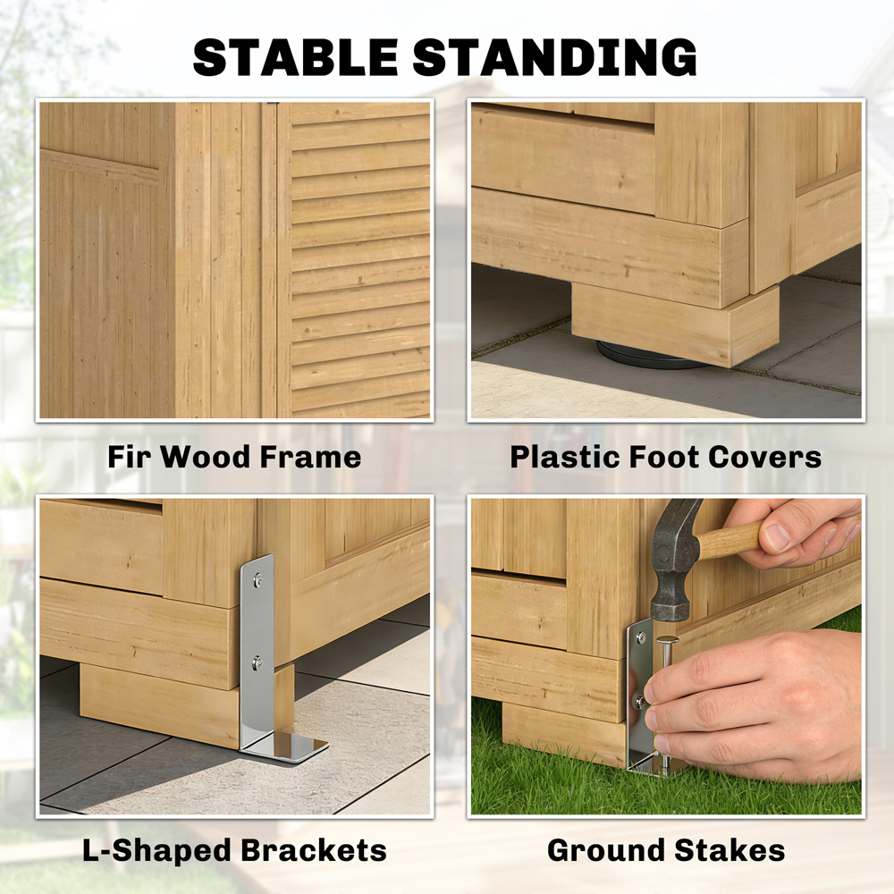 Outsunny 4 x 2ft 3 Shelf Light Brown Apex Garden Storage Shed Image 6