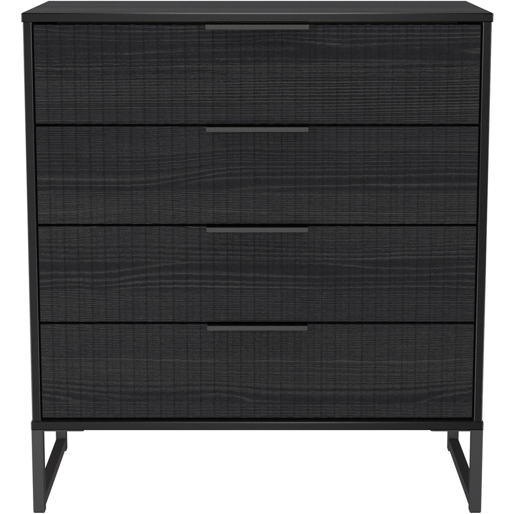 Crowndale Fluted 4 Drawer Black Ash Chest of Drawers Ready Assembled Image 2