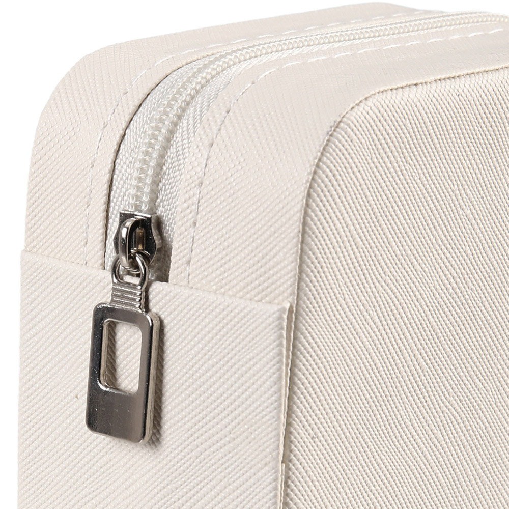Living and Home White Portable Small Faux Leather Jewellery Case Image 5