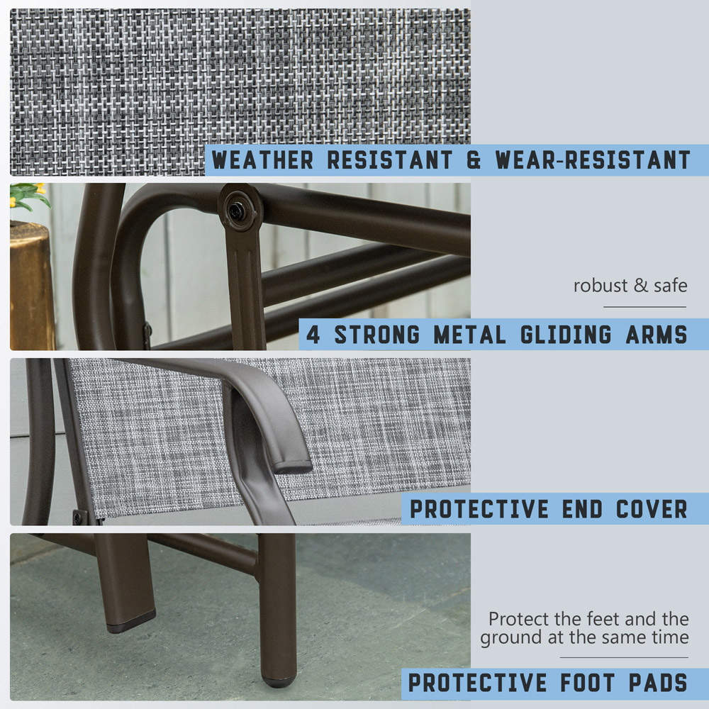 Outsunny 2 Seater Metal Rocking Bench Table Image 5