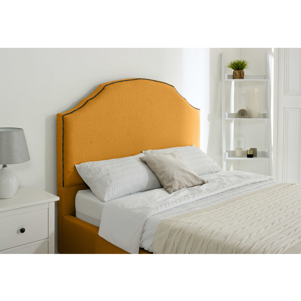 Eleganza Sareen King Size Mustard Plush Velvet Bed Frame with Curved Headboard Image 2