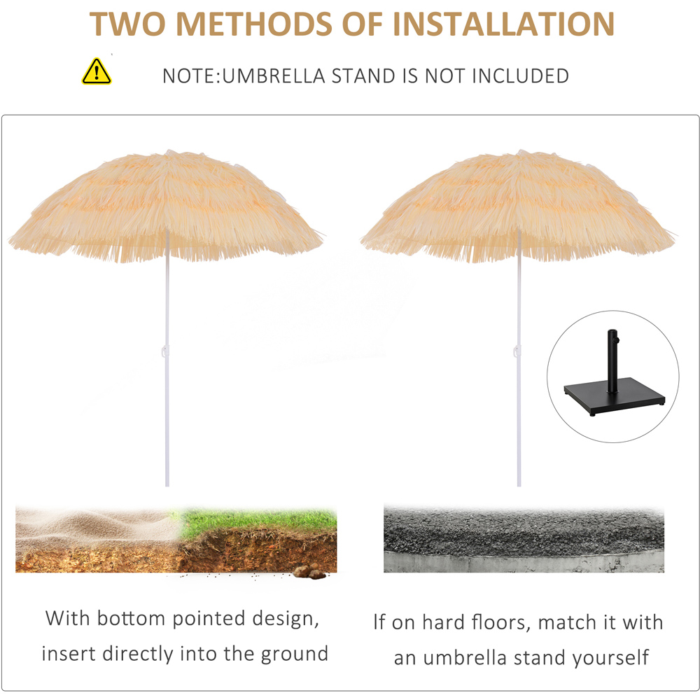 Outsunny Outdoor Sun Umbrella Sunshade Hawaiian Folding Tilting Crank Parasol Wheat Image 4