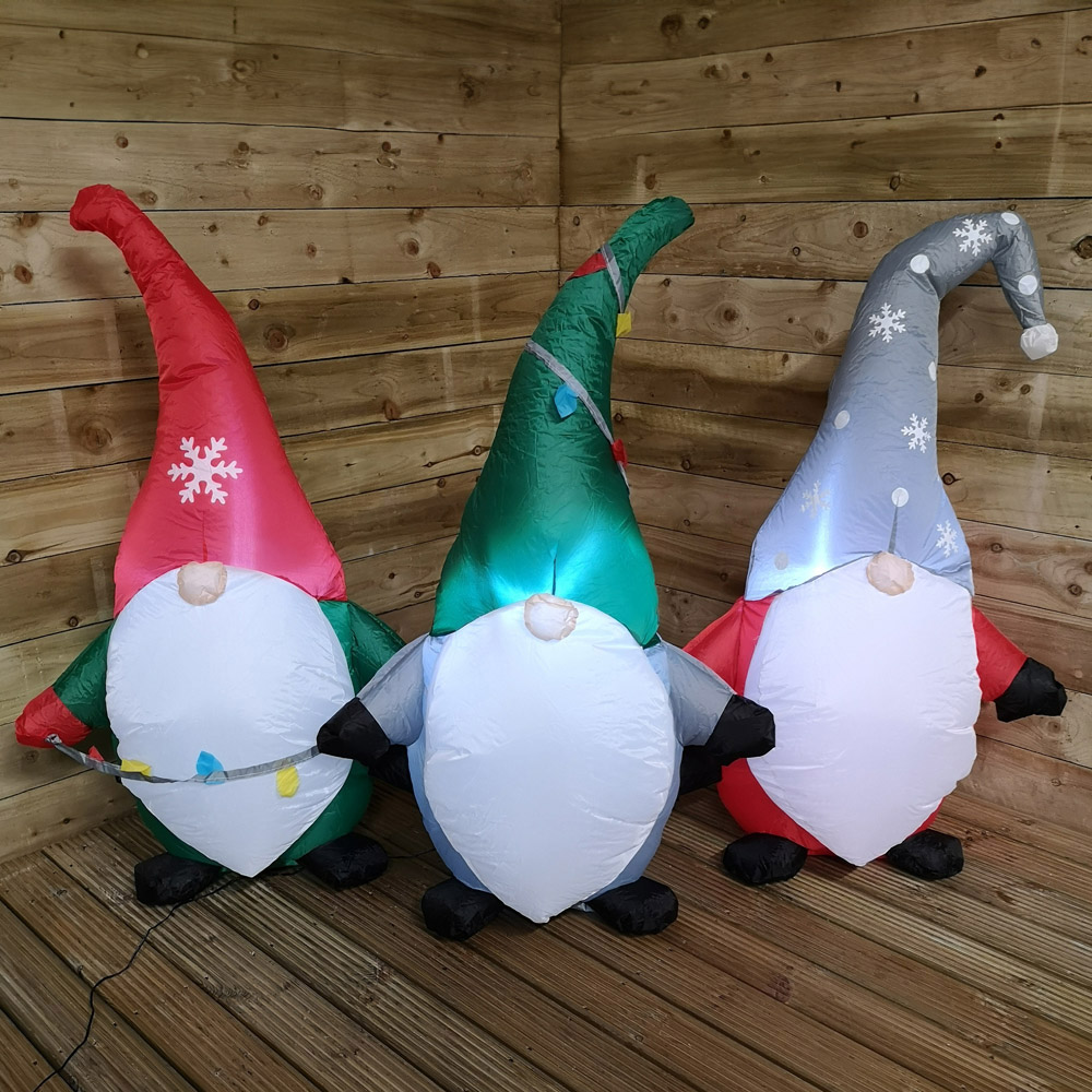 Samuel Alexander Light Up Inflatable Trio of Gonks Gnomes Christmas Decoration 6ft Image 1