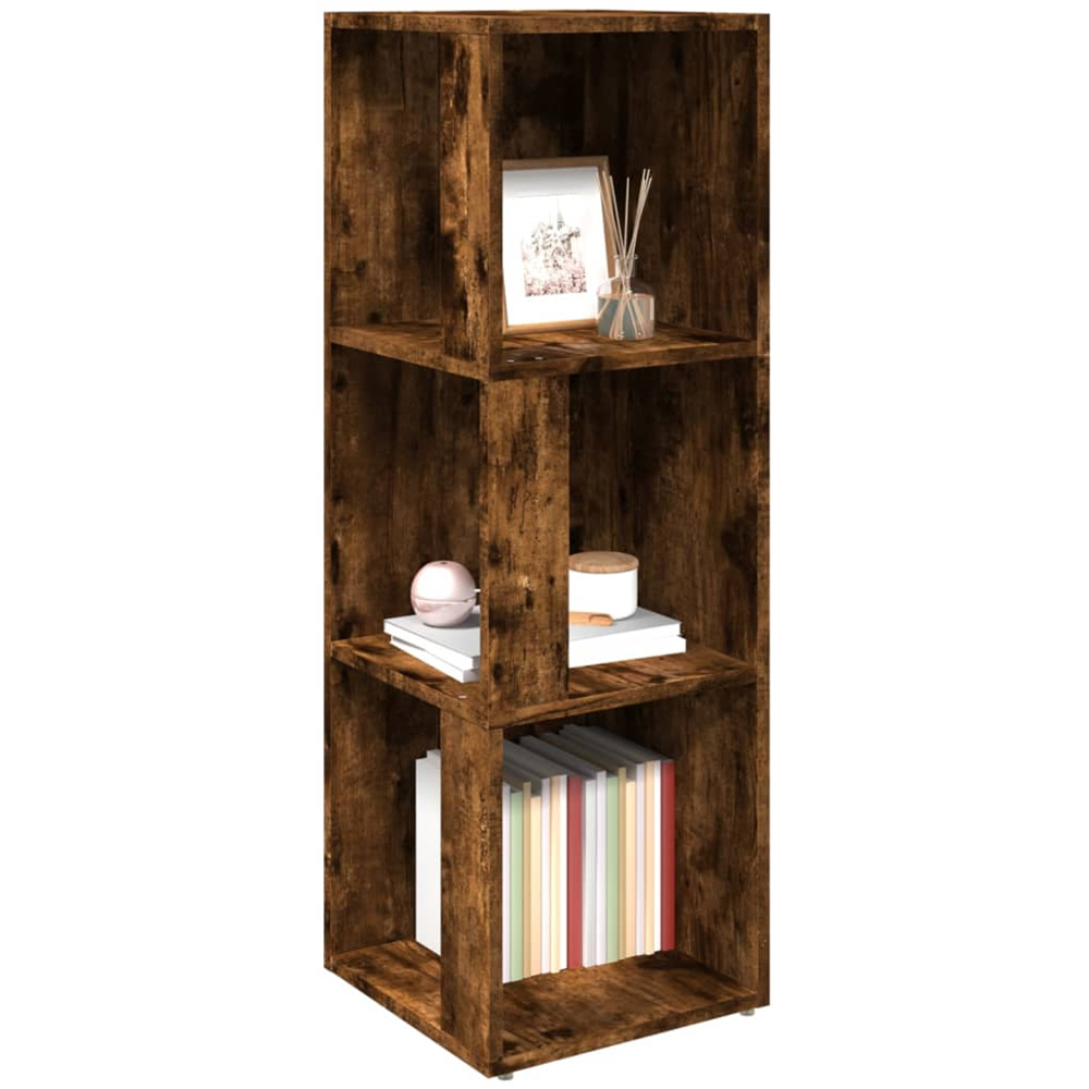 vidaXL 3 Shelf Smoked Oak Corner Cabinet Image 3