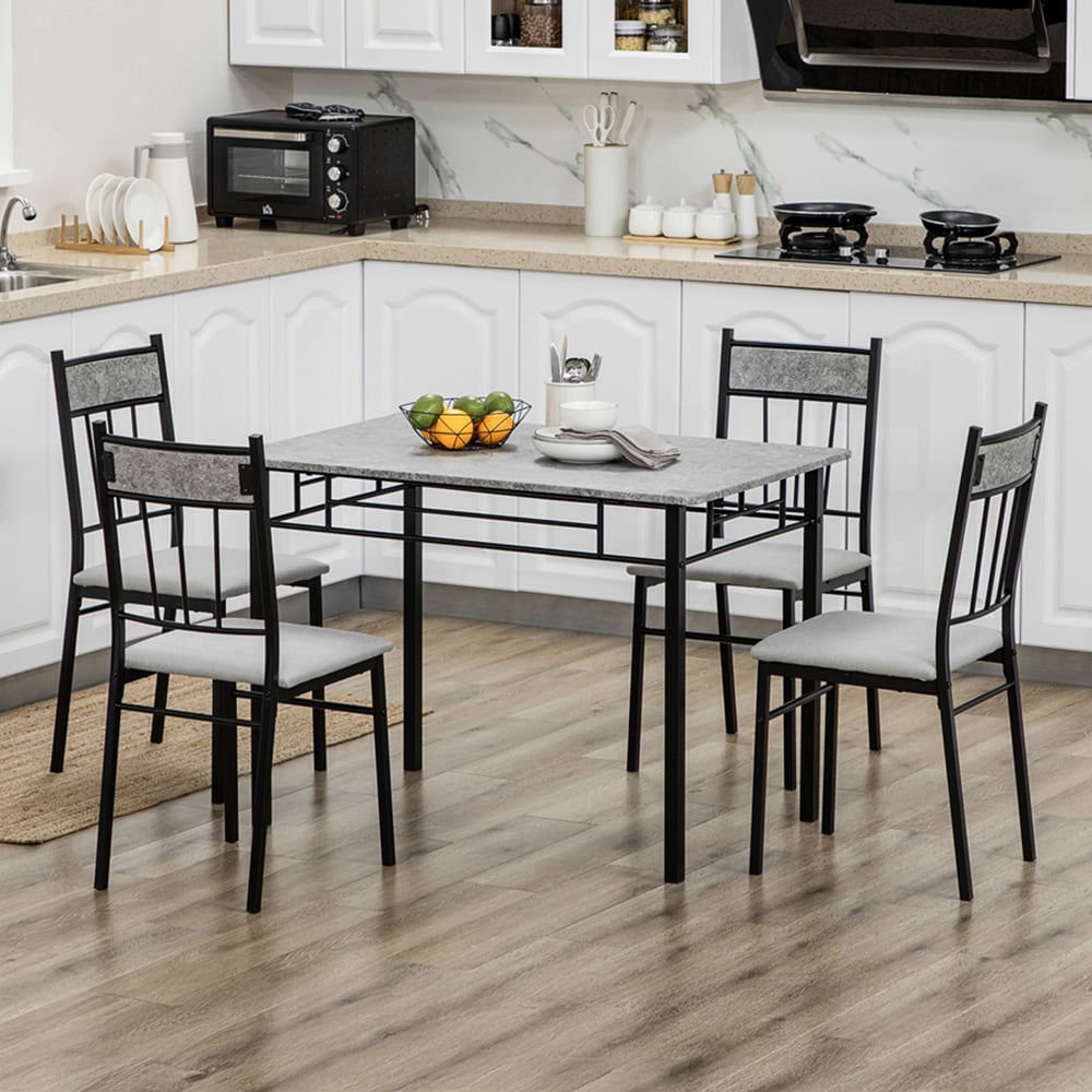 HOMCOM 4 Seater Marble Top Dining Set Image 1