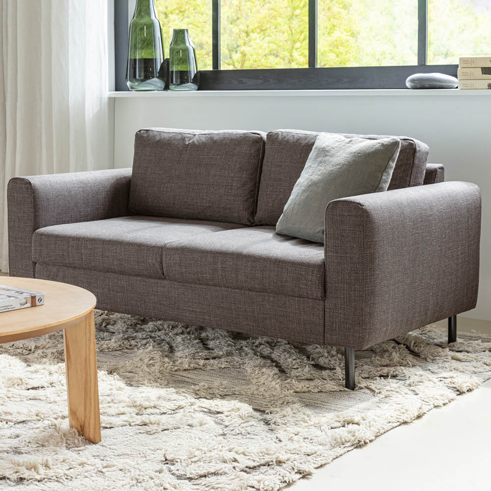 Florence Omaha 2 Seater Light Grey and Brown Fabric Sofa Image 1