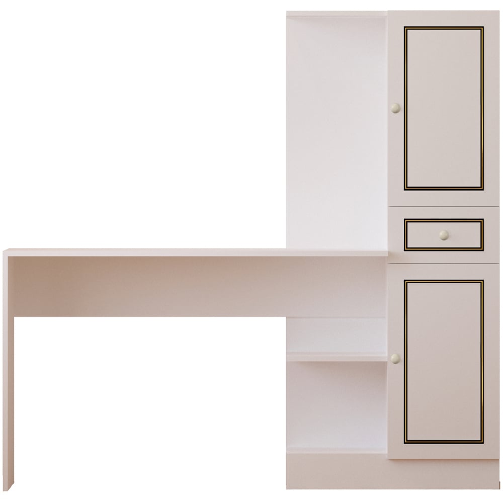 Evu CLEMENT 2 Door Single Drawer Home Office Desk White Image 2