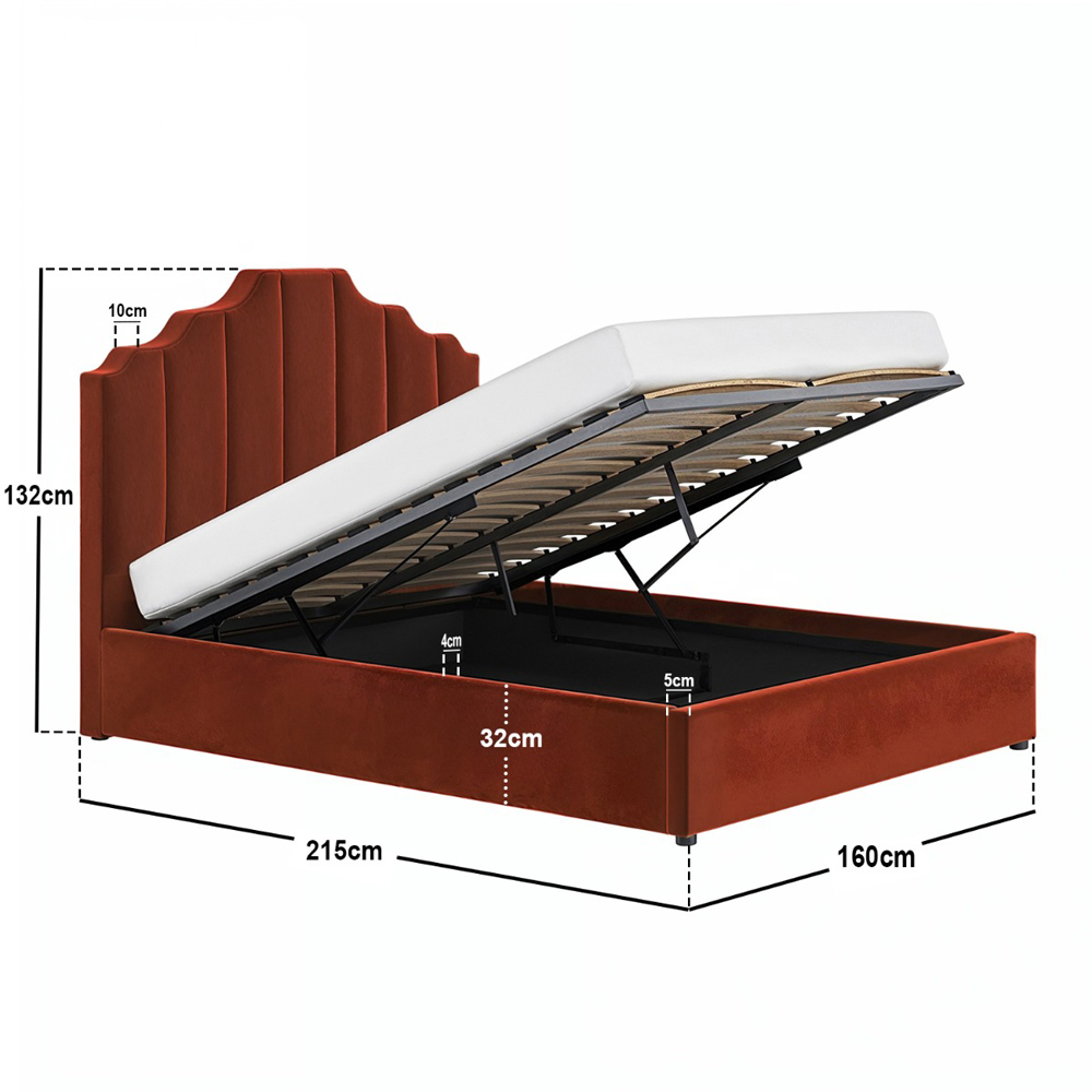 Flair Margot Double Orange Velvet Ottoman Bed Image 8