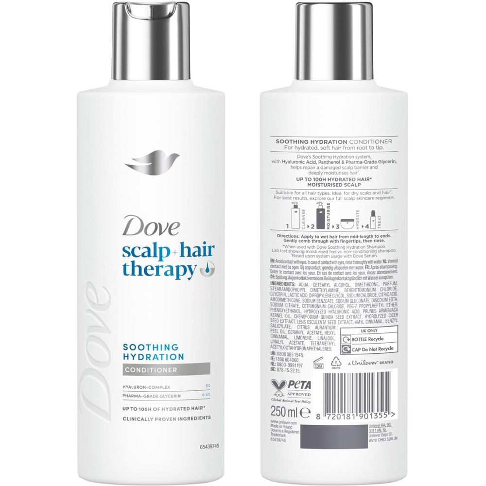 Dove Scalp+Hair Therapy Soothing Hydration Shampoo and Conditioner Duo 250ml 6 Pack Image 4
