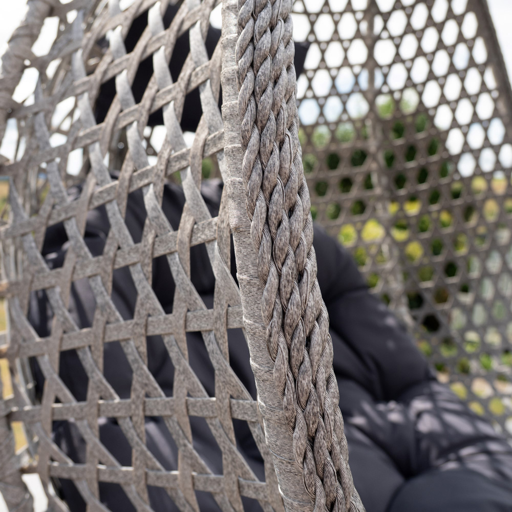 Artemis Home Abingdon Single Dark Grey Rattan Effect Hanging Egg Pod Chair Image 3