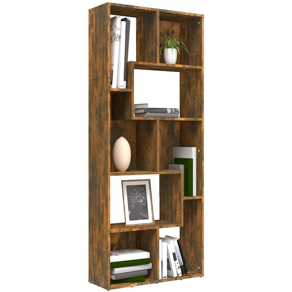 vidaXL 8 Shelf Smoked Oak Bookcase Image 6