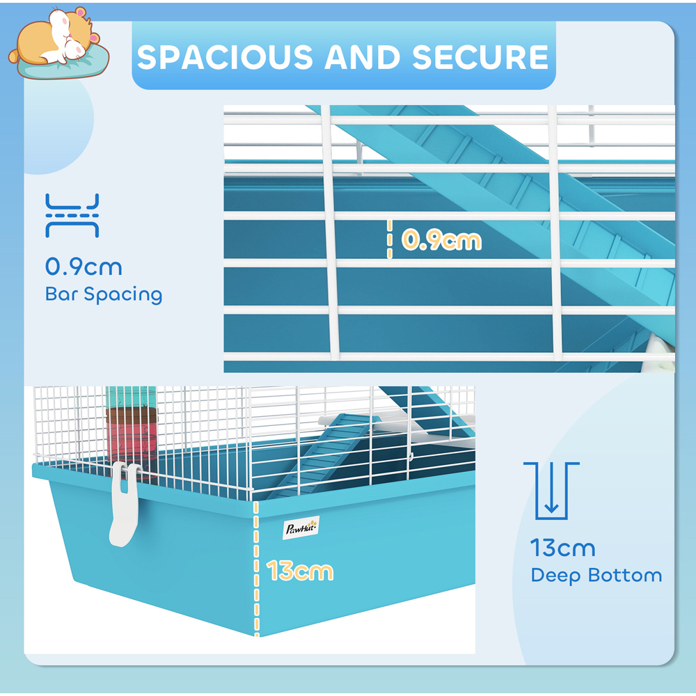 PawHut 4 Tier Light Blue Hamster Cage with Tubes Image 7