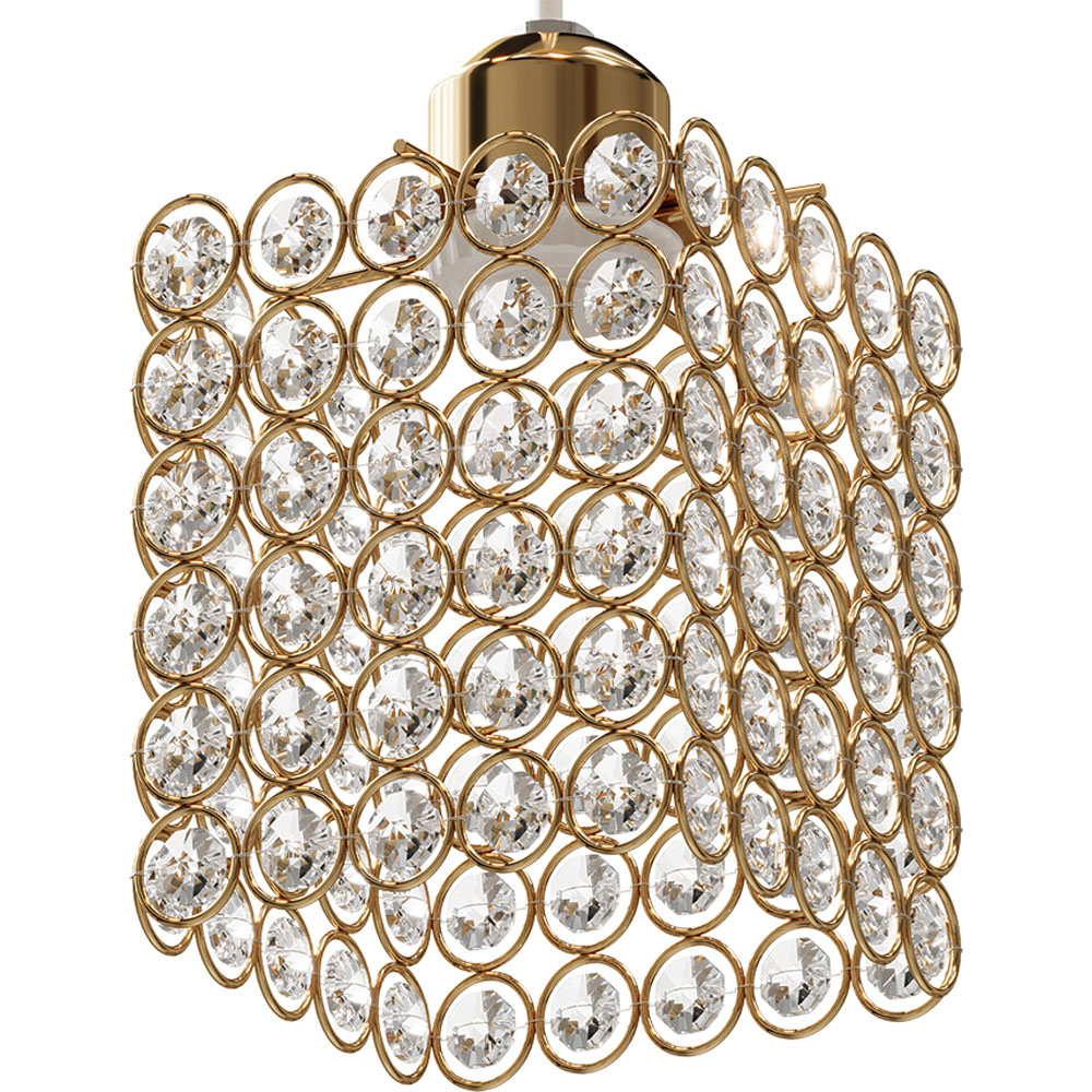 Living and Home Gold Iron Cube Glass Discs E27 Pendant Light Image 6