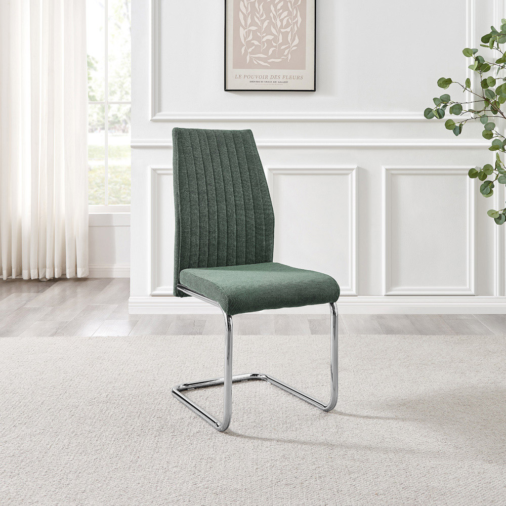 Furniturebox Fontana Set of 2 Green and Silver Dining Chair Image 6