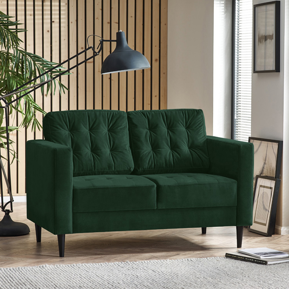 Furniturebox Josie 2 Seater Emerald Green Velvet Sofa Image 5