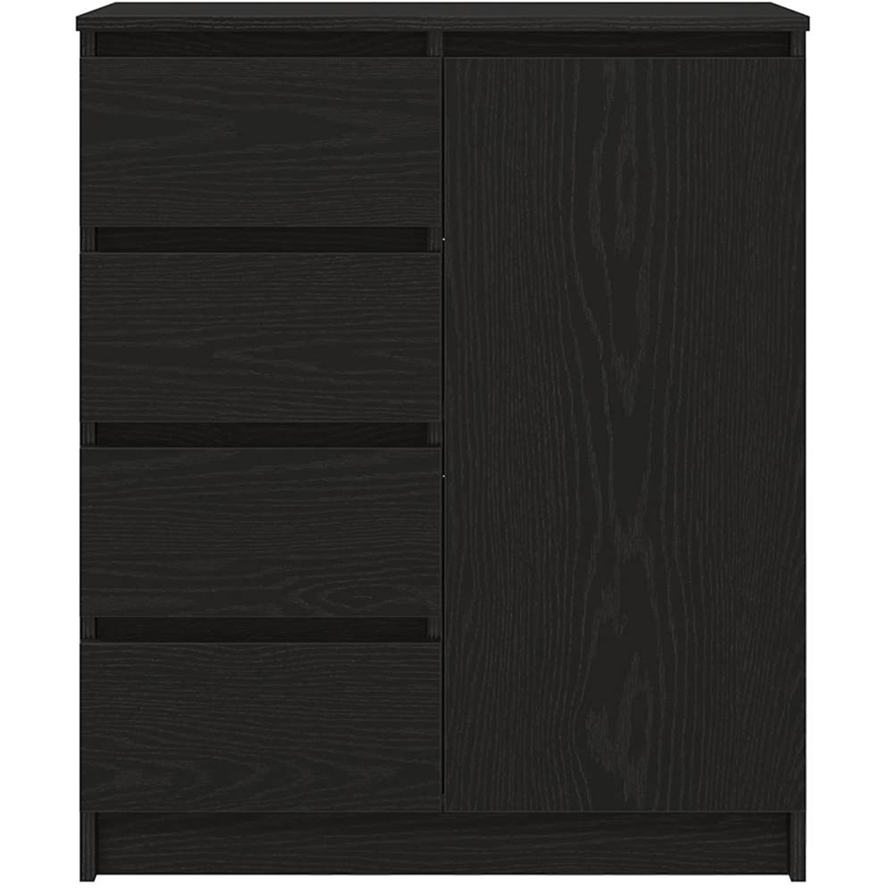 vidaXL Single Door 4 Drawer Black Wooden Sideboard Image 3