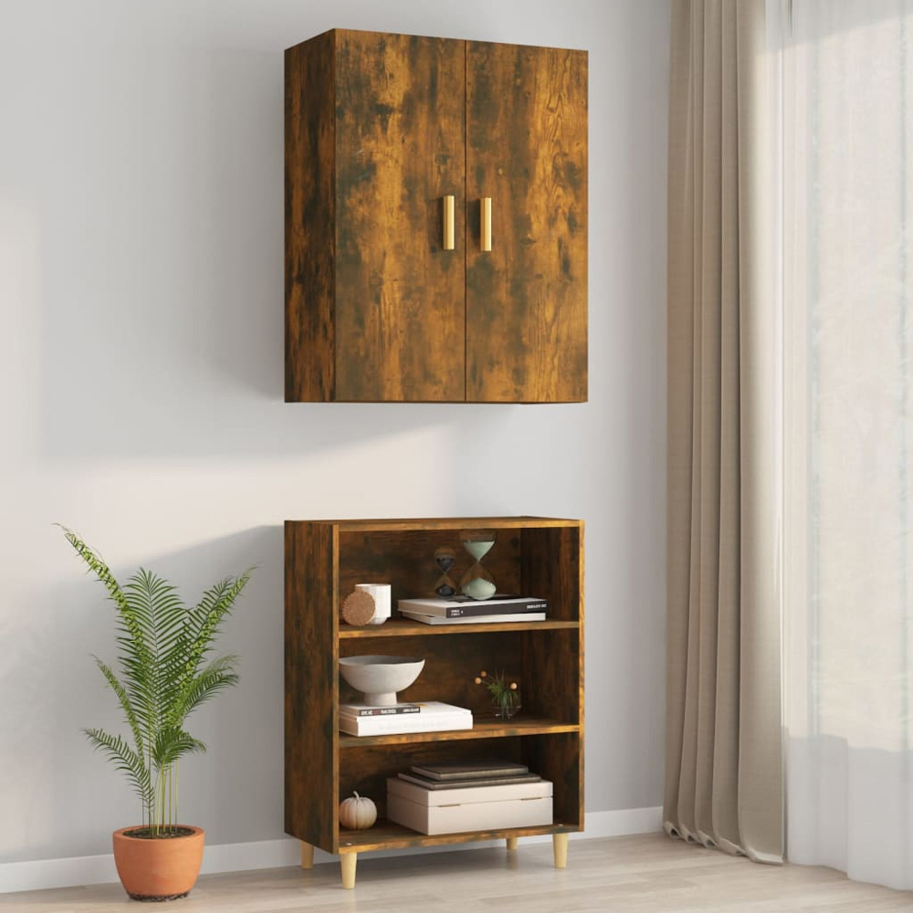 vidaXL 2 Door Smoked Oak Hanging Wall Cabinet Image 8