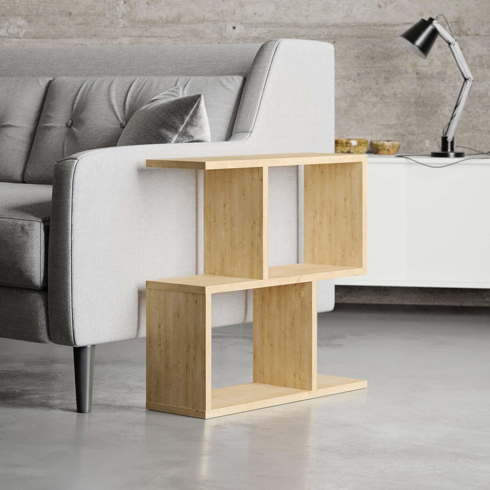 Decortie Homemania 4 Shelf Oak Wooden Side Table Image 6