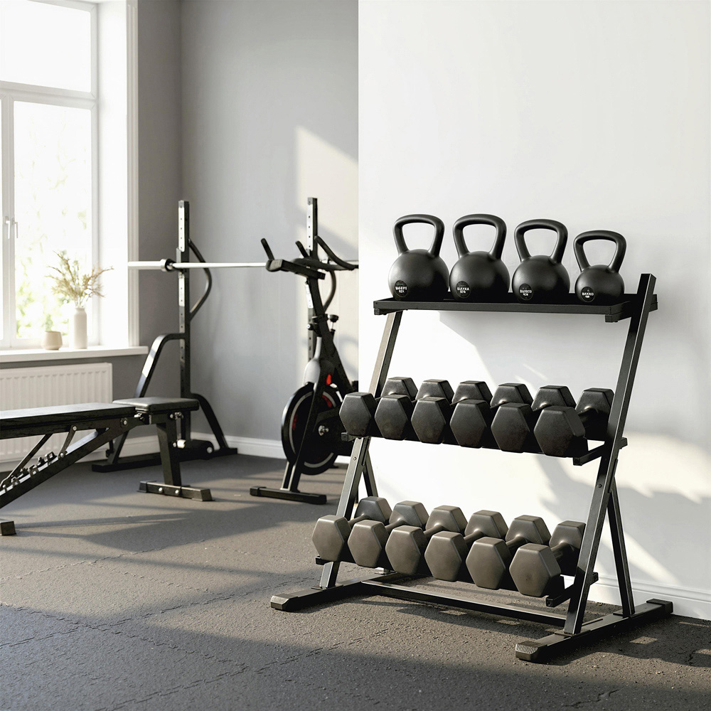 SPORTNOW 3-Tier Black Heavy-Duty Dumbbell Rack Image 8