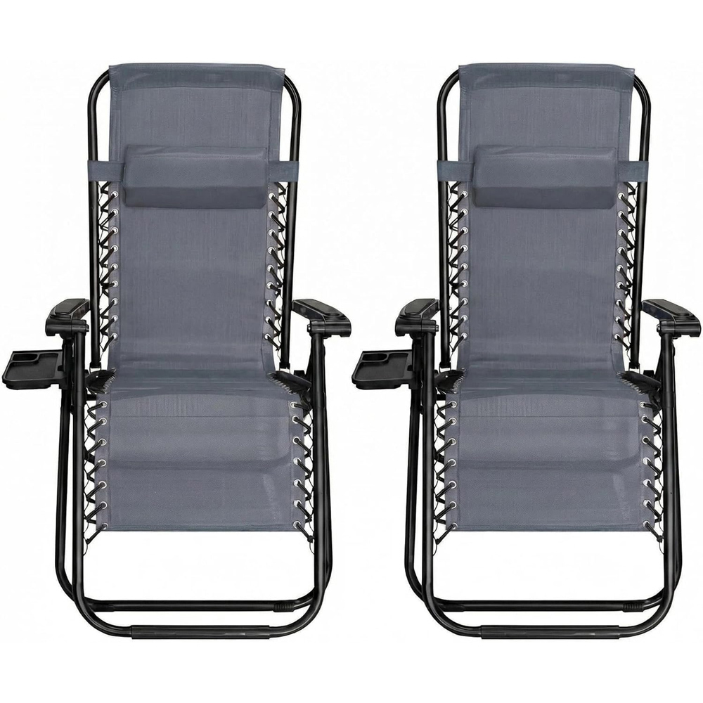 Alivio 2 Pack Dark Grey Zero Gravity Reclining Sun Loungers Image 4