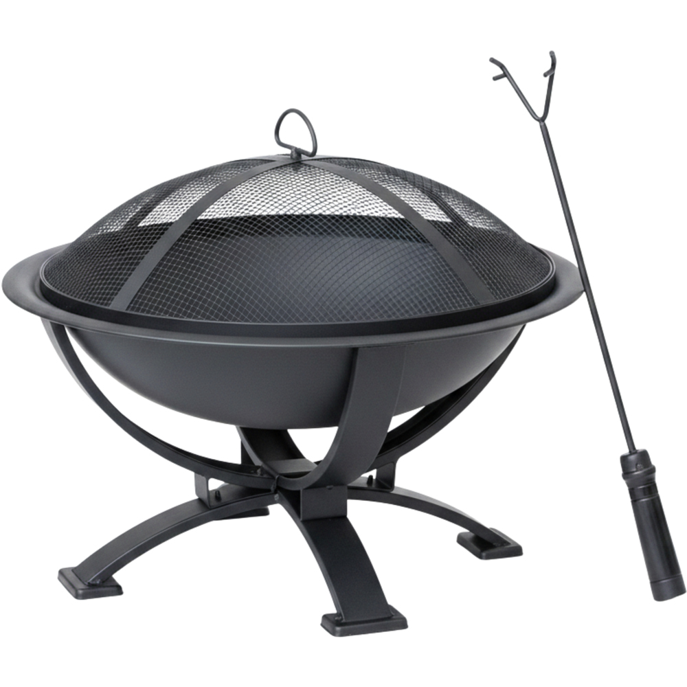 Samuel Alexander Black Steel Outdoor El-Clasico Fire Pit with Fire Poker 43cm Image 1