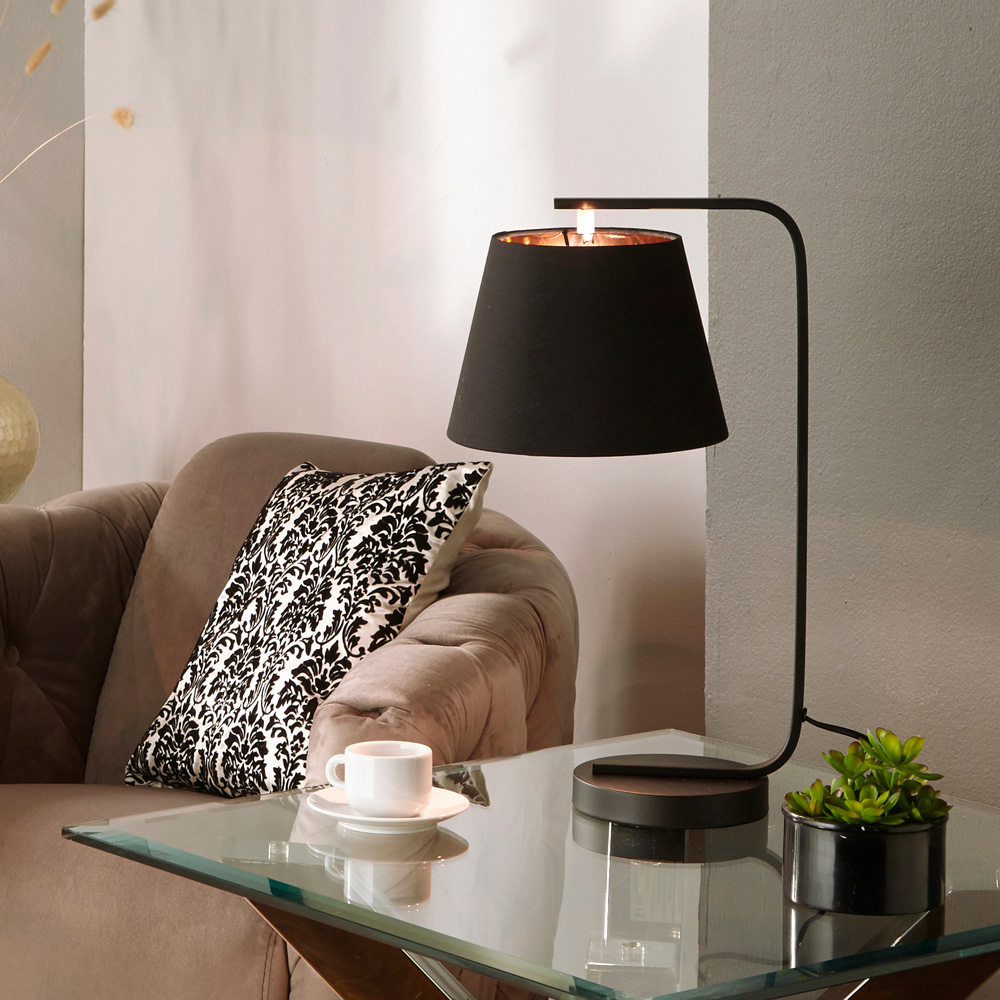 Kliving Hendrix Black and Copper Shade Black Table Lamp Image 3