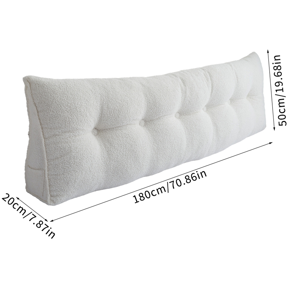Living and Home Beige Teddy Fleece Wedge Headboard Pillow with Side Pocket 50 x 180cm Image 8