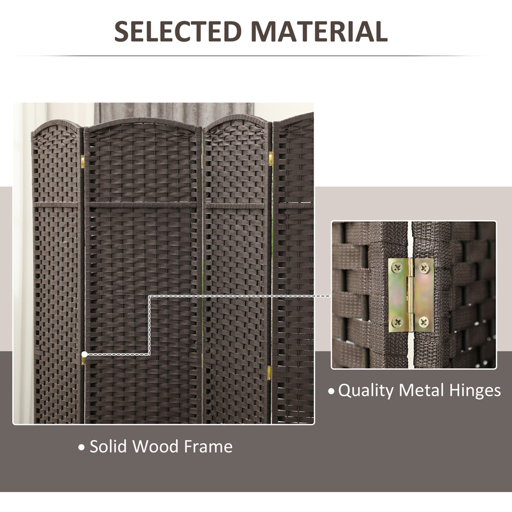 HOMCOM 4 Panel Brown Folding Room Divider 160 x 170cm Image 6