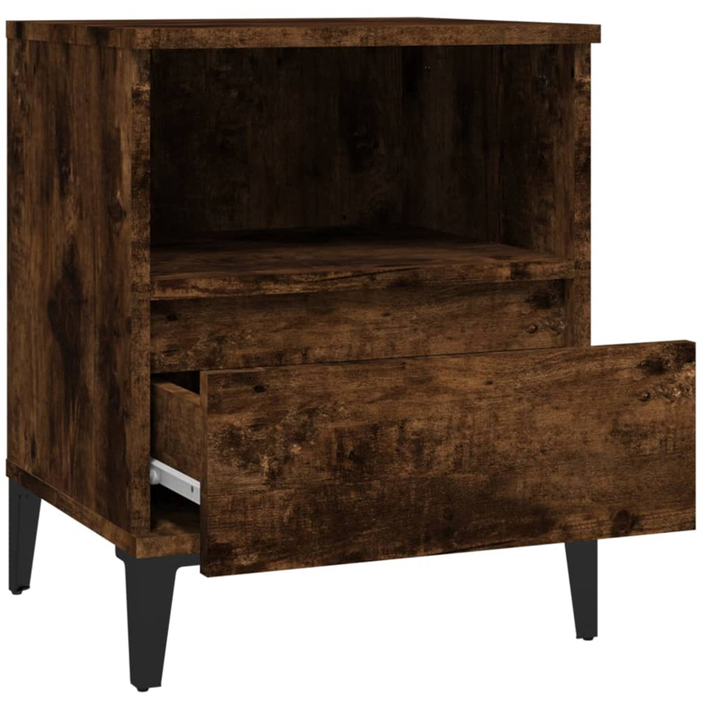 vidaXL Single Drawer Single Shelf Smoked Oak Bedside Cabinet Set of 2 Image 5