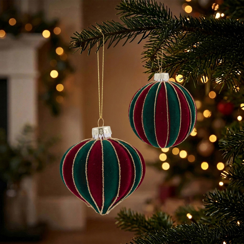 Two Tone Flocked Bauble Image 2