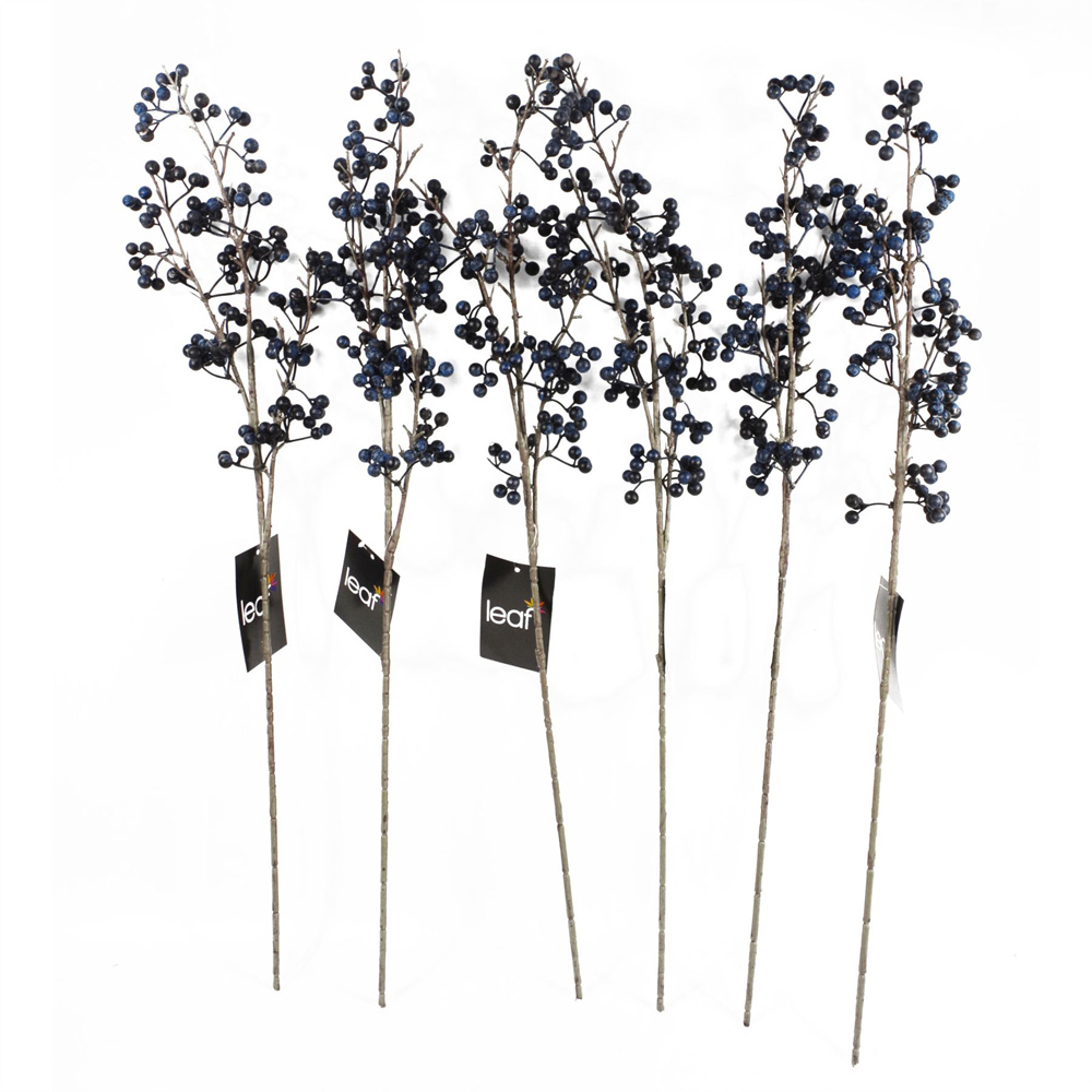 Leaf Artificial Blue Christmas Berry Spray 70cm Image 7