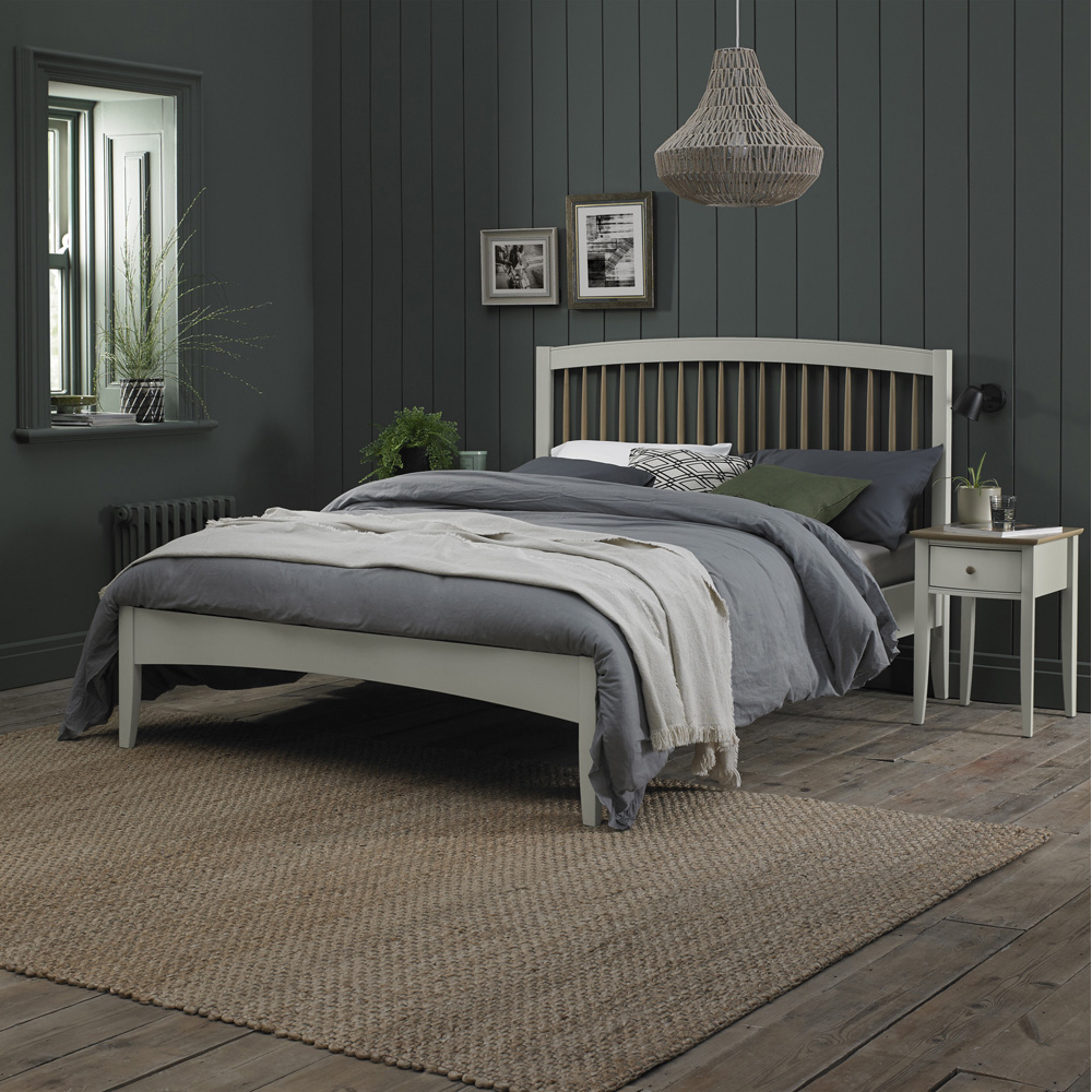 Bentley Designs Whitby Double Scandi Oak and Soft Grey Spindle Low Footend Bedstead Image 3