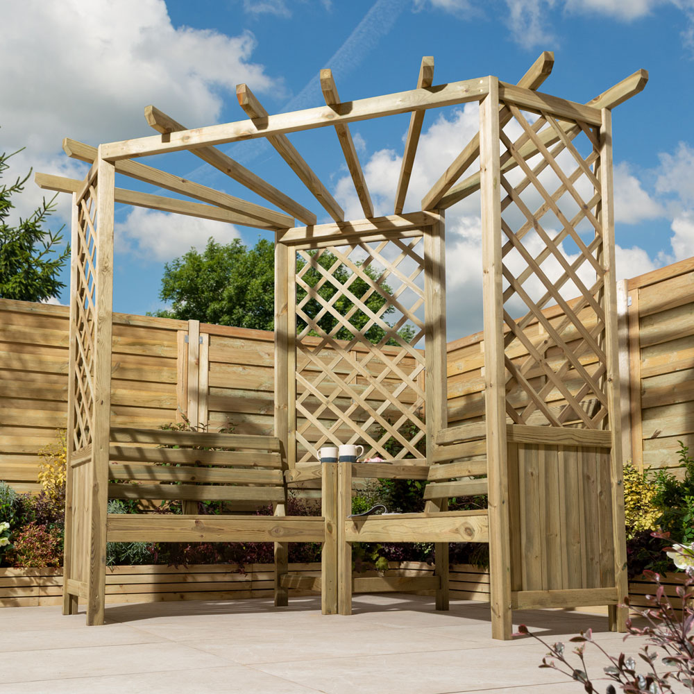 Rowlinson Pemberley 4 Seater 6.7 x 6.1ft Corner Arbour Image 8