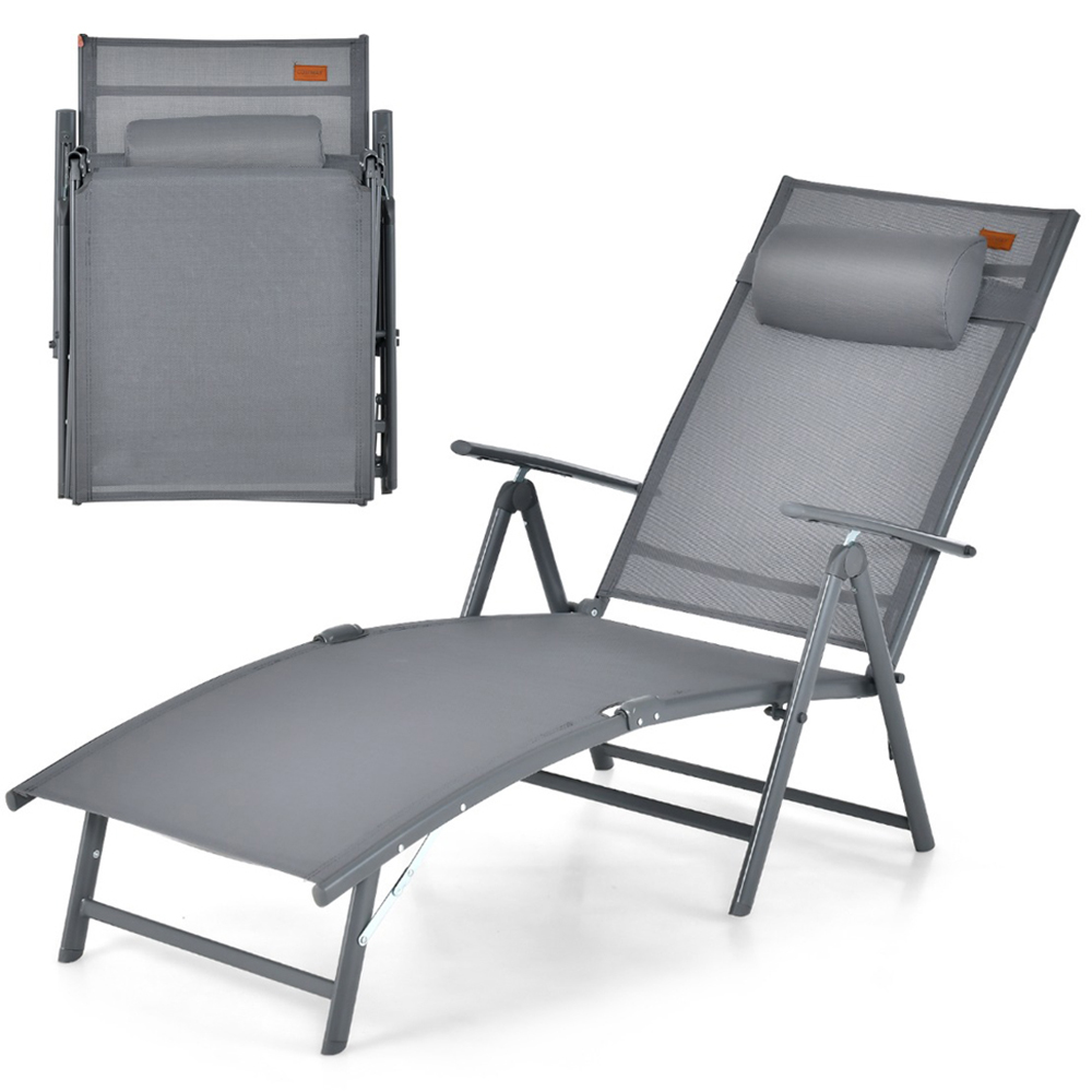 Costway Grey Portable Reclining Chair Image 3