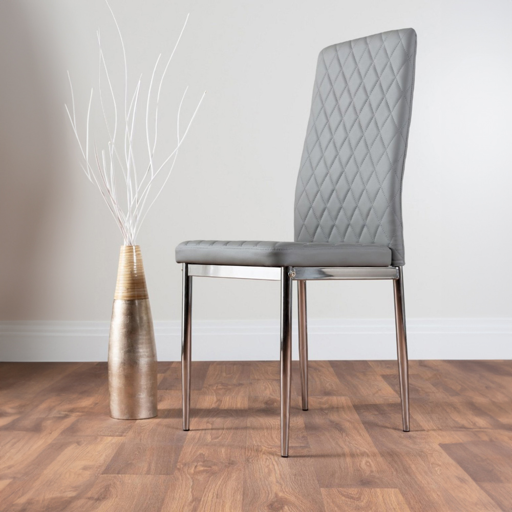 Furniturebox Arona Valera 6 Seater Round Dining Set Grey and Chrome Image 2