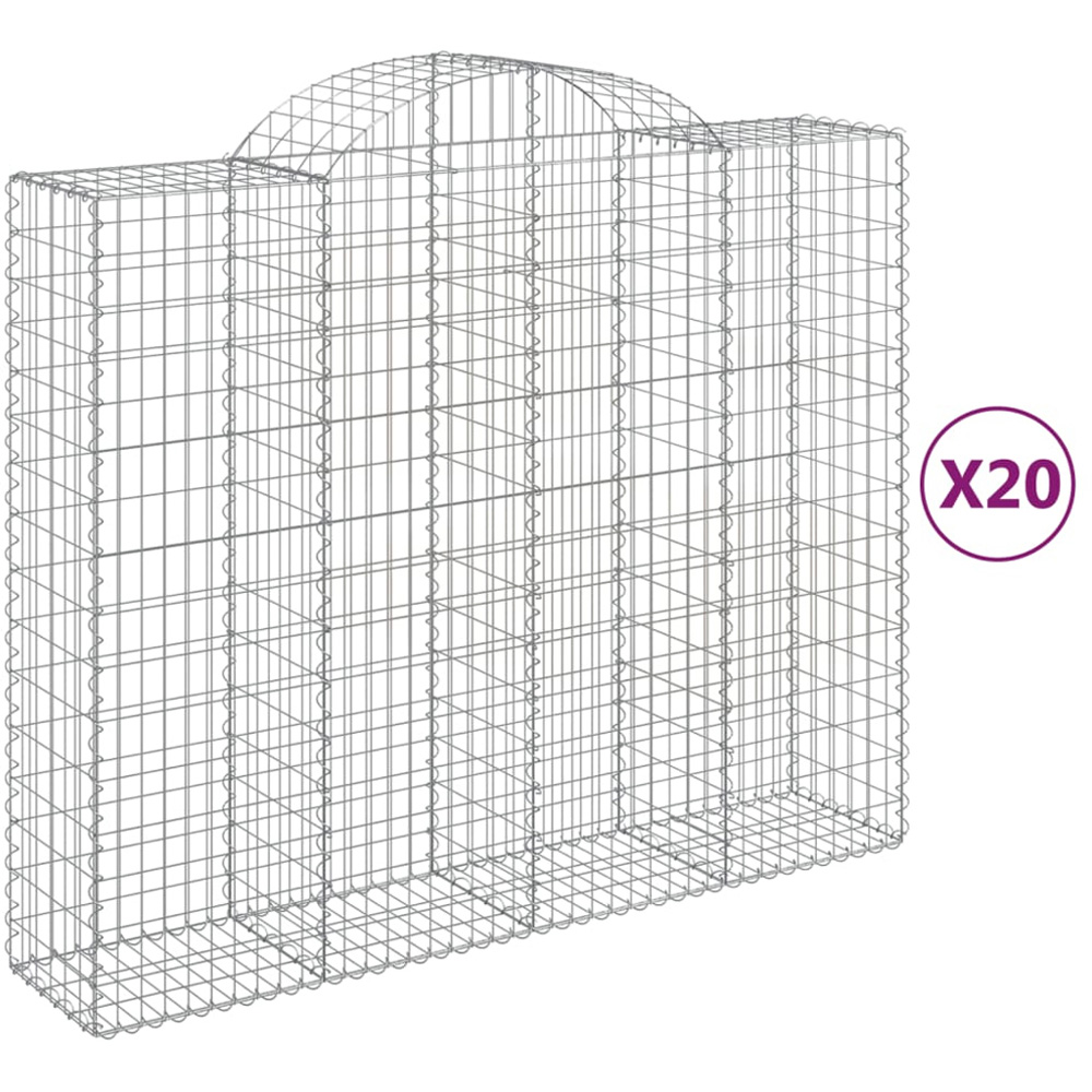 vidaXL Silver Galvanised Iron Arched Gabion Basket 160/180 x 50 x 200cm 20 Pack Image 4